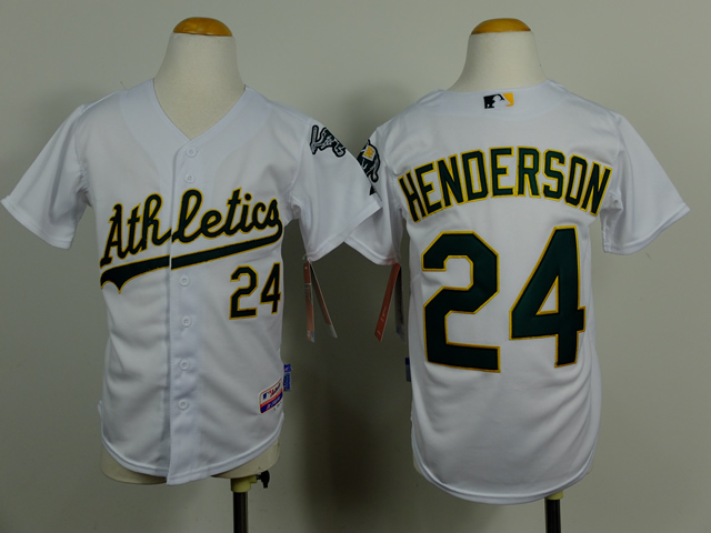 Youth Oakland Athletics #24 Henderson White MLB Jerseys